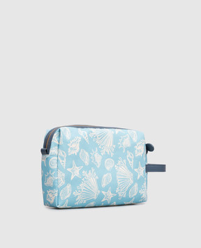 MANTERO 1902 Brenda blue cosmetic bag with linen 1083F0018G00880