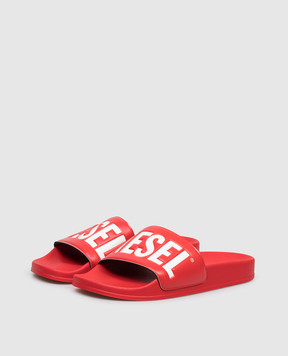 Diesel Children's red sliders with embossed logo BC1084KF0193640