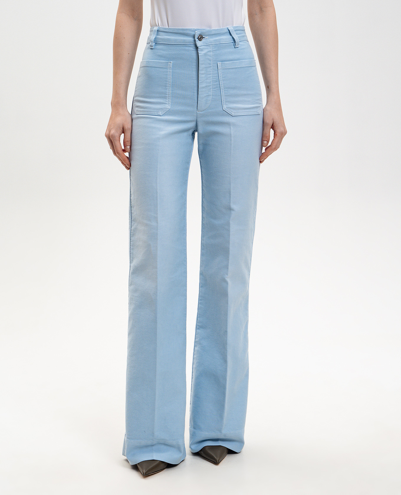 

Alina blue flared jeans with logo patch Victoria Beckham, Light blue