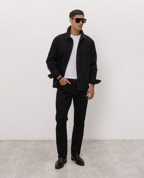 Saint Laurent Black denim jacket with embroidery A007M4Y07YD