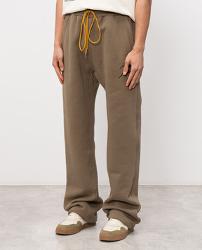 Rhude Khaki insulated track pants with logo embroidery RHPS26PA01012