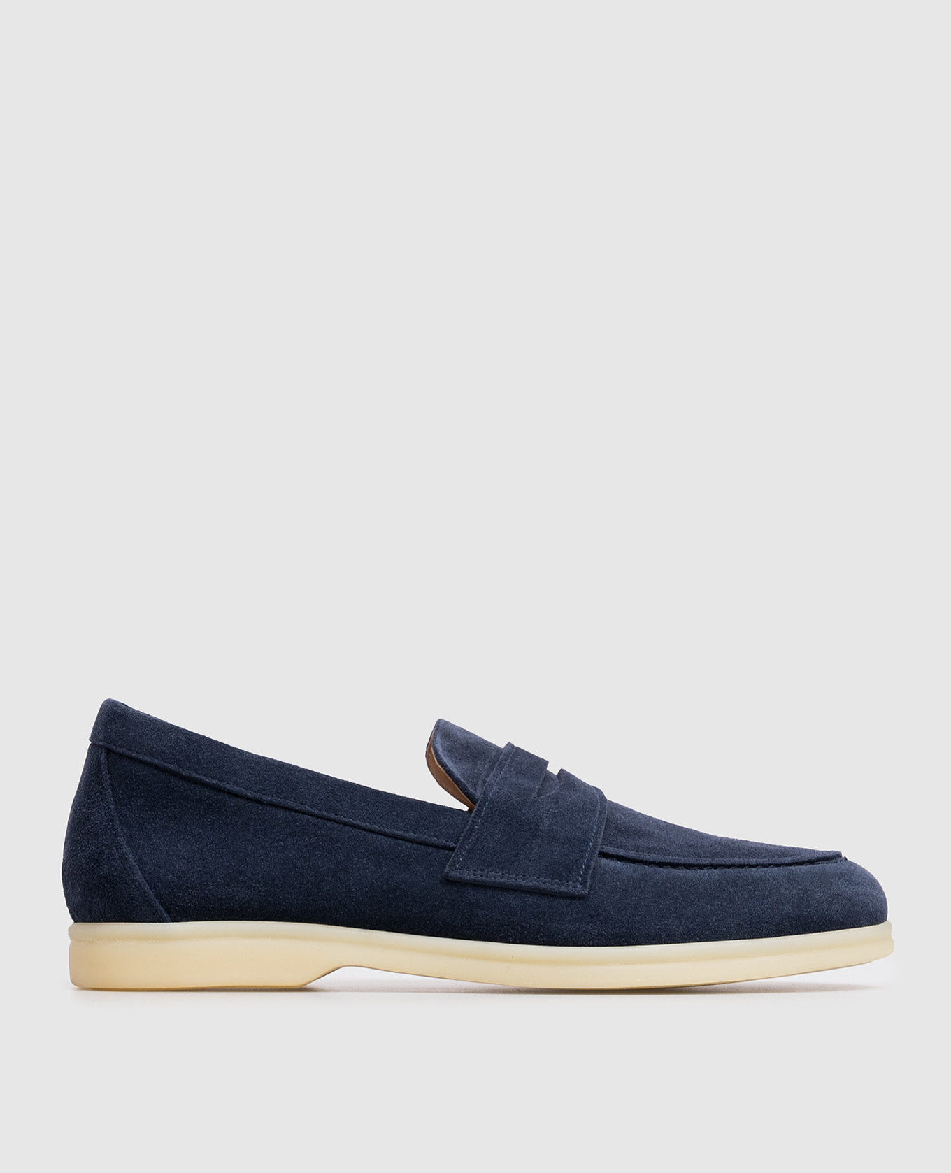 Blue suede loafers