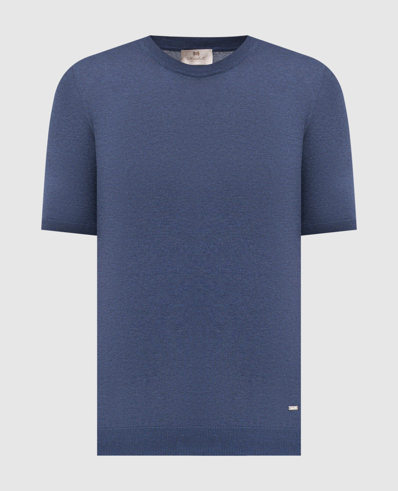 Blue silk T-shirt with logo