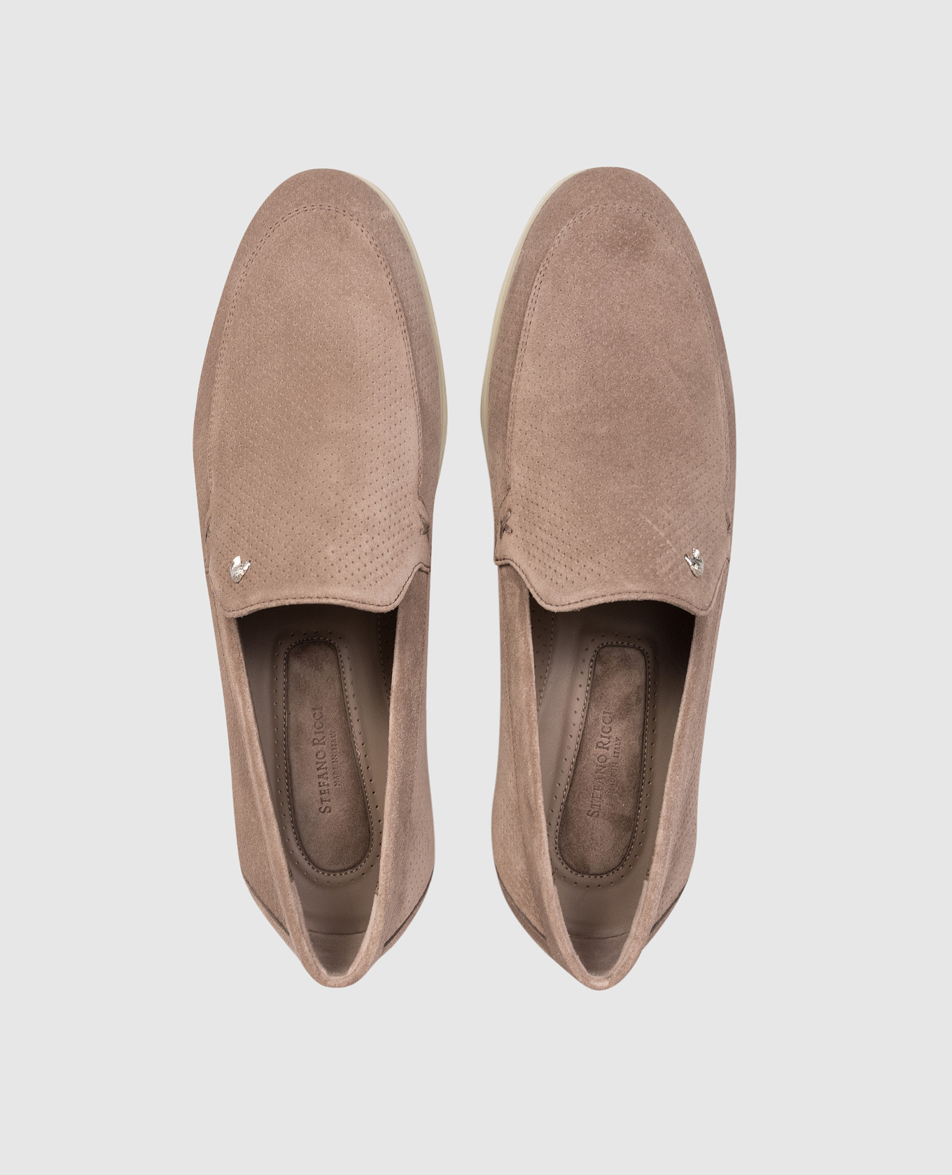 Beige suede loafers with perforations Stefano Ricci 4