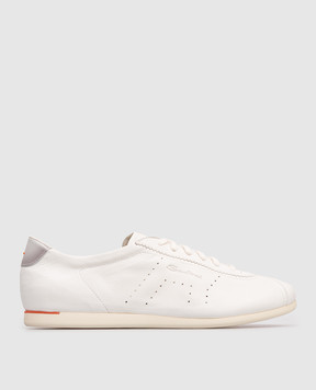 Santoni Ivory leather sneakers with embossed logo WBYR61449TIRTFIY