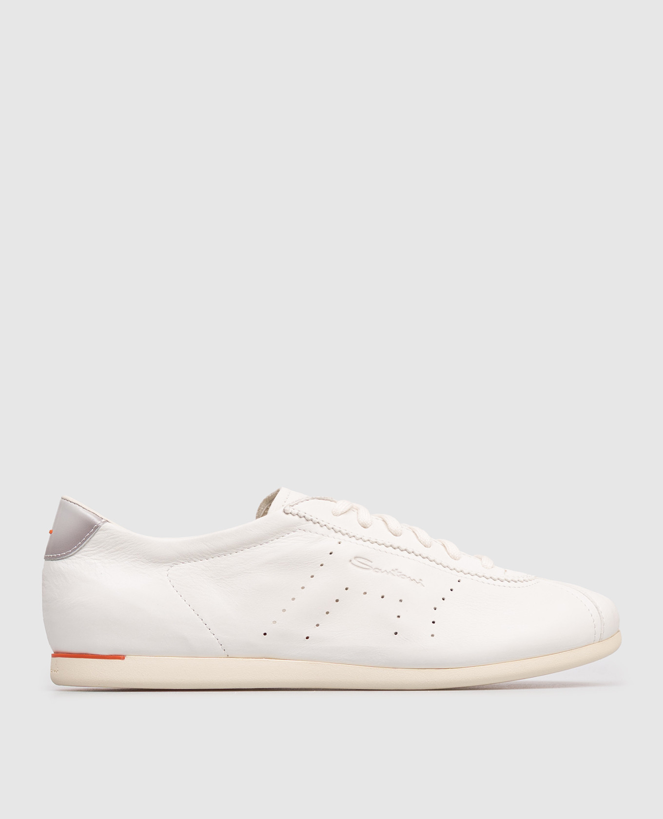 Ivory leather sneakers with embossed logo