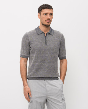 Peserico Gray polo shirt with linen pattern R59473F129108N