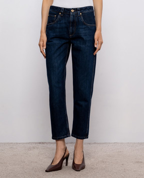 Brunello Cucinelli Blue jeans with logo patch MP095P5847