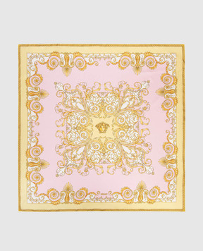 Versace Pink silk scarf with Baroque print 10016001A17059