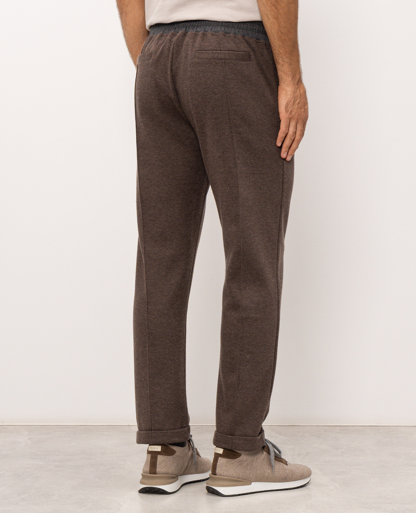 Dark brown wool trousers with lapels Doriani Cashmere 4