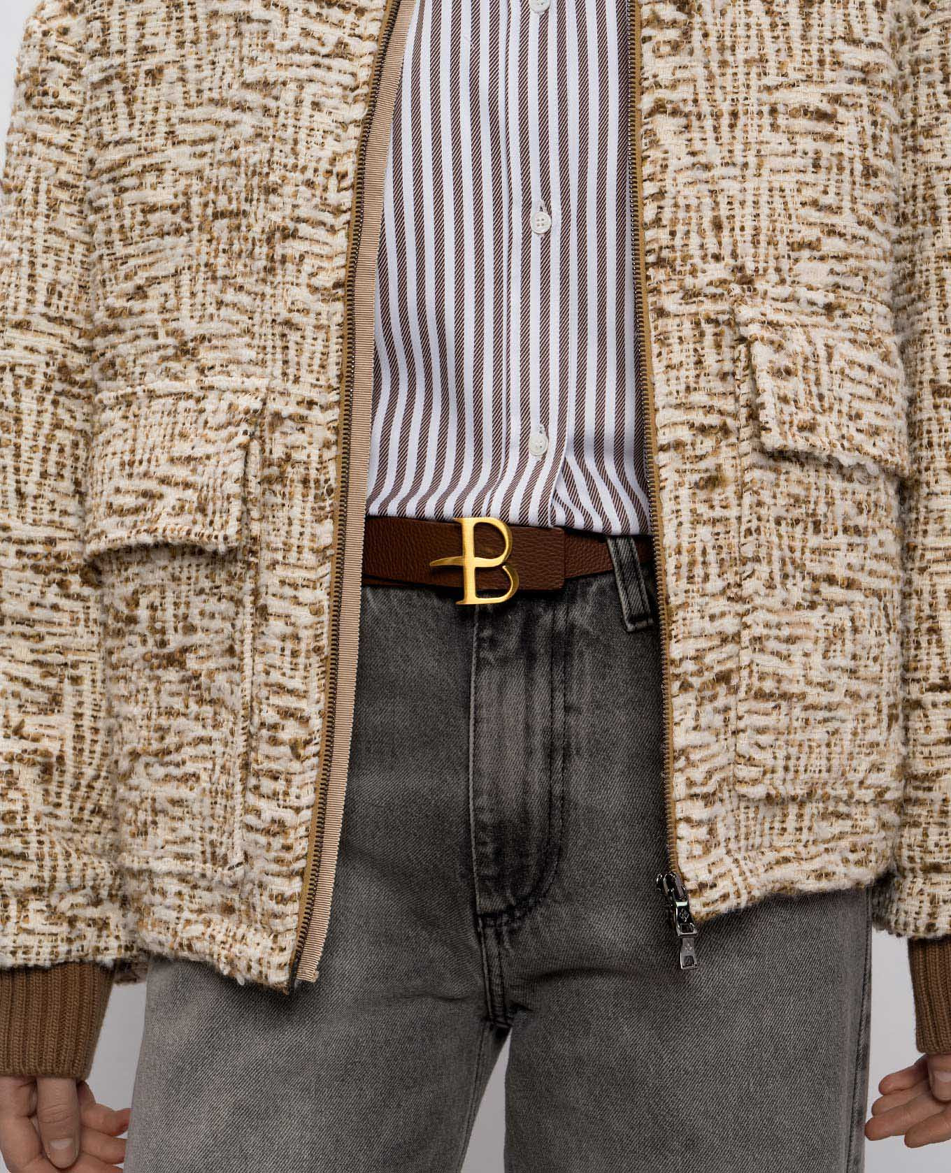 

Brown leather belt with monogram Ballantyne