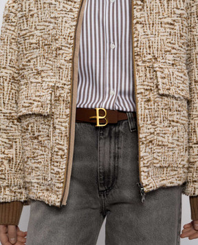 Ballantyne Brown leather belt with monogram BLA020ULE13