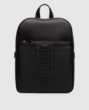 Serapian Black leather backpack with logo SRCMOMLL738431A001