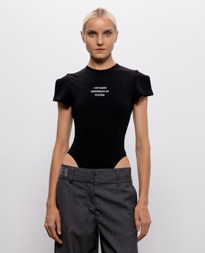 Vetements Black bodysuit with a print of the inscription WH27BO172B