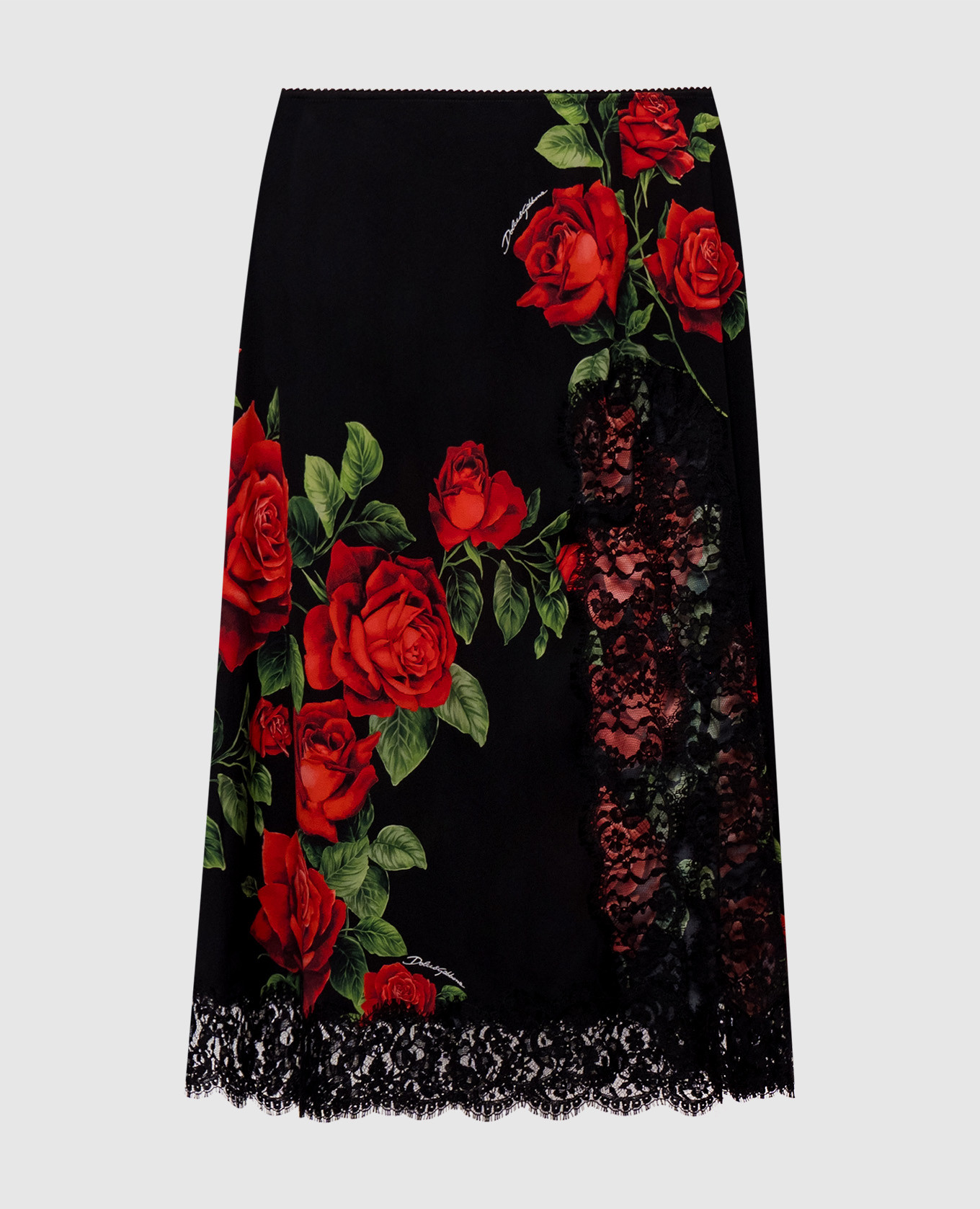 Black silk skirt with lace Dolce&Gabbana