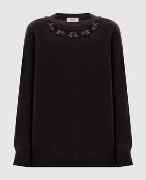 Agnona Brown cashmere sweater with appliqué K1100184K080Q