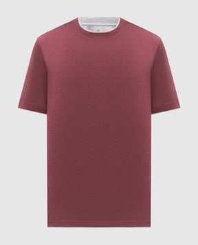 Brunello Cucinelli Red T-shirt with layering effect MR8337427