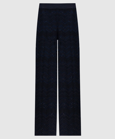 Blue wool patterned pants