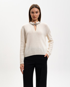 Valentino White wool sweater with crystals 8B3KC71FA1E