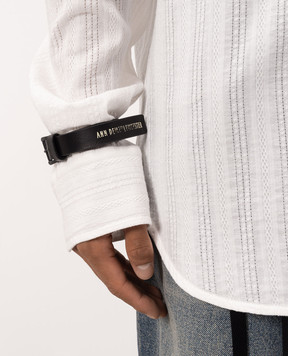 Ann Demeulemeester Vanir black leather bracelet with logo print B0014189LT121