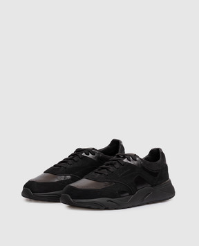 Santoni Black leather sneakers MBIM22112NERTKOH