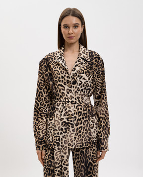 Ermanno Scervino Beige silk blouse with animal print D482I353YLI