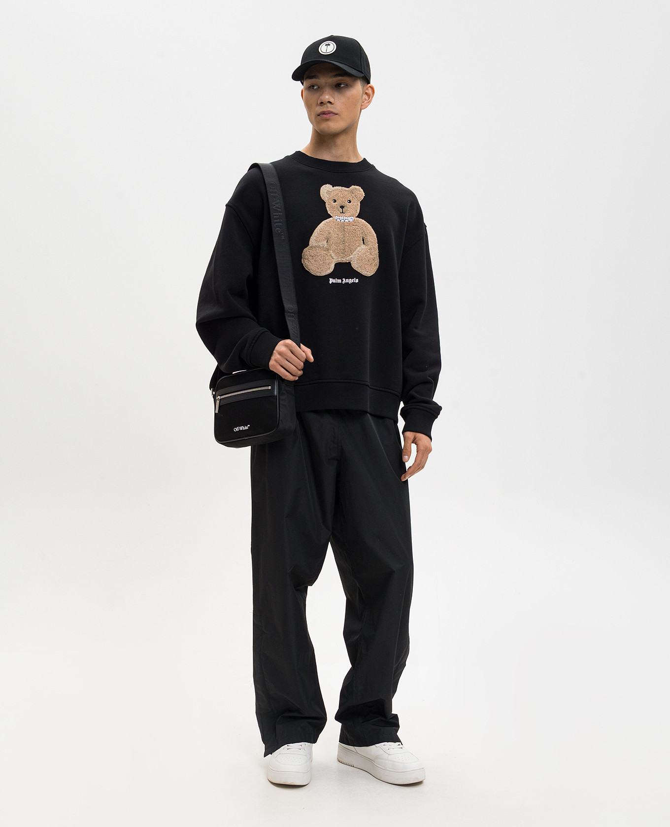 

Black sweatshirt with Bear patch Palm Angels