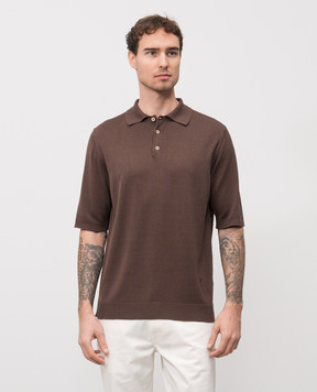 ISAIA Brown silk polo shirt MG8262Y0470
