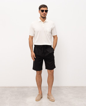 Officina 36 Black linen shorts 0259500569