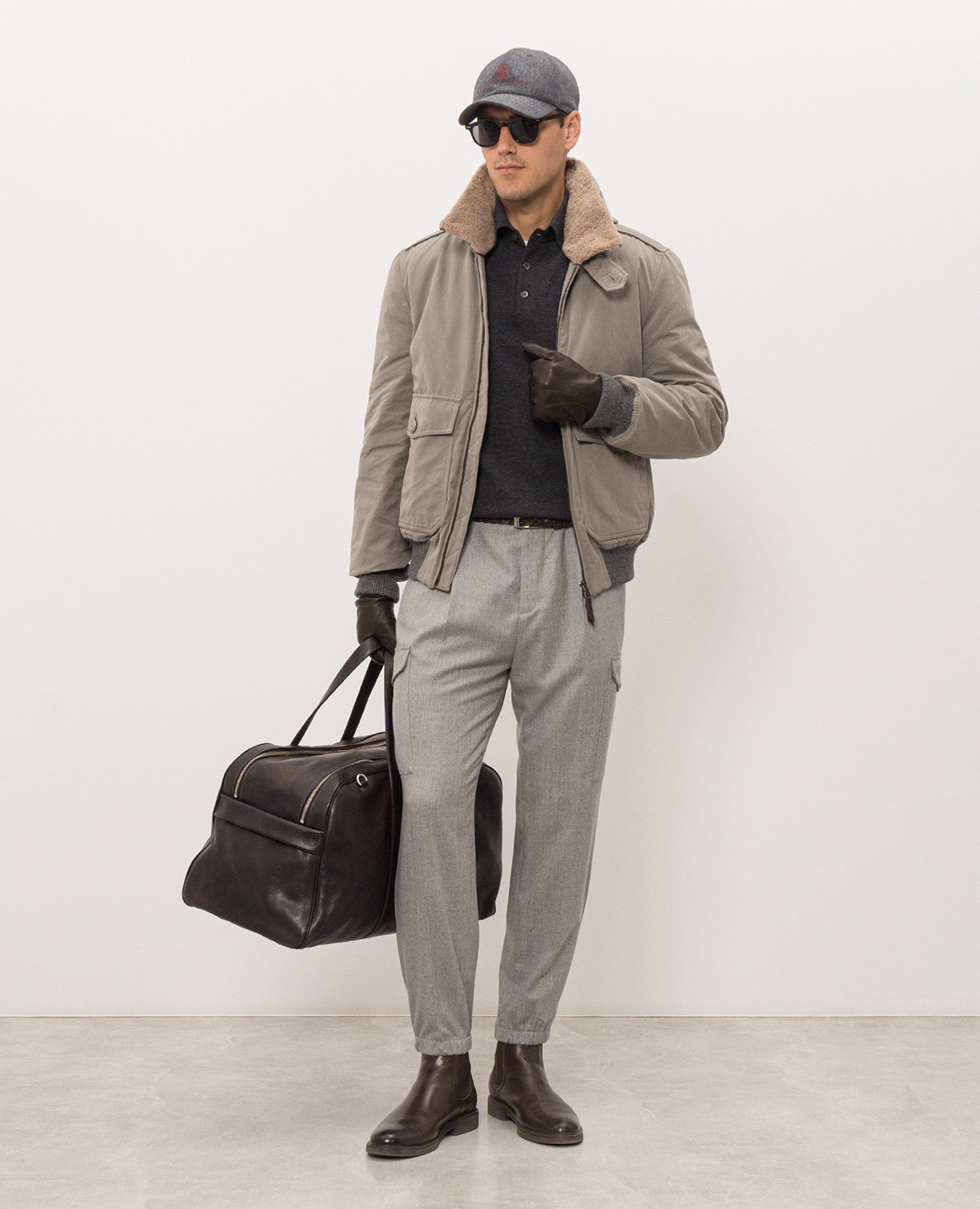 Gray cashmere polo shirt Brunello Cucinelli 2