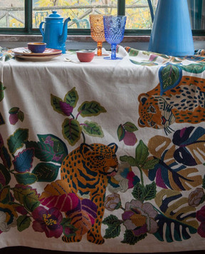 TESSITURA TOSCANA TELERIE Beige tablecloth LEOLEAF NT250072080037