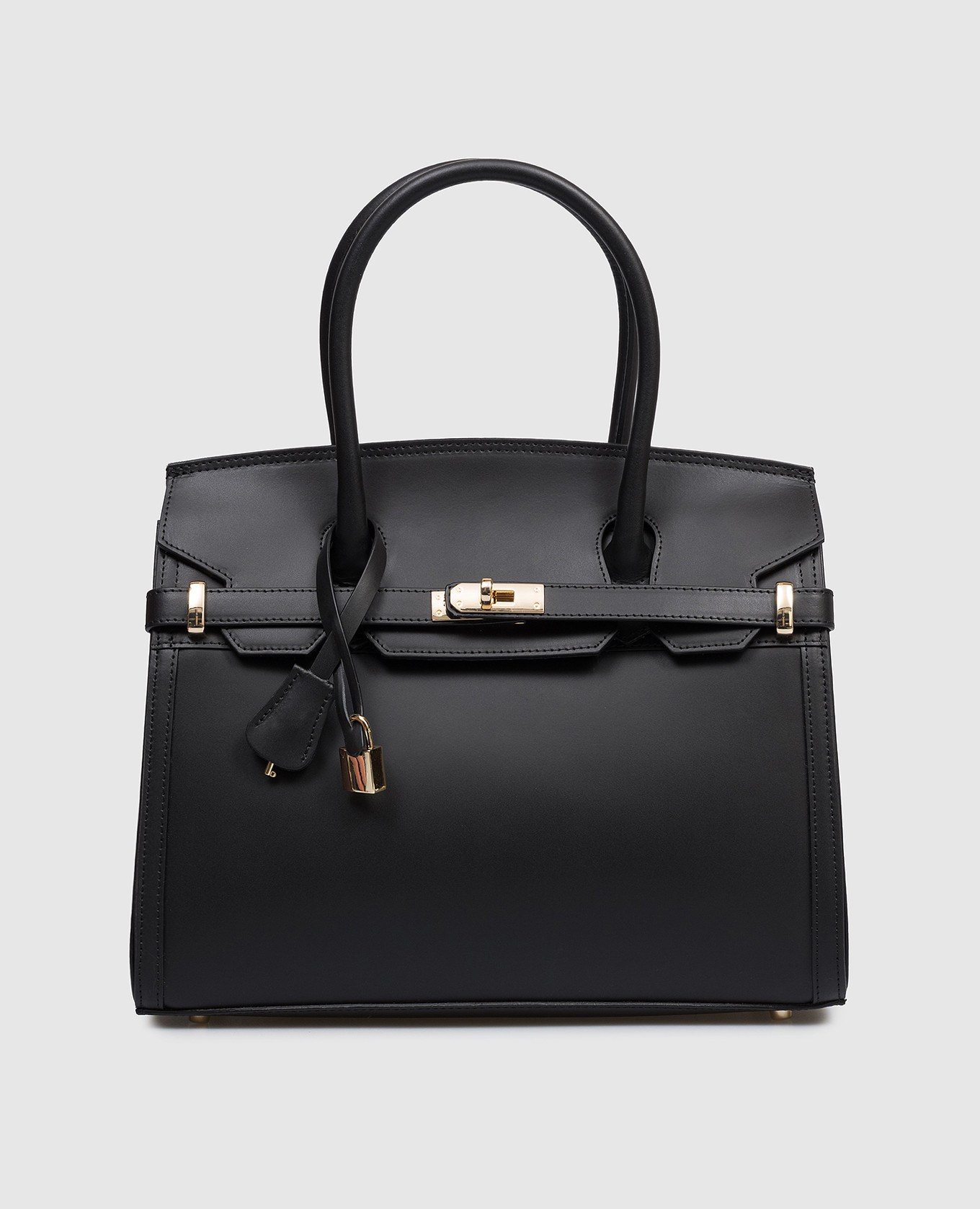 Black leather satchel bag