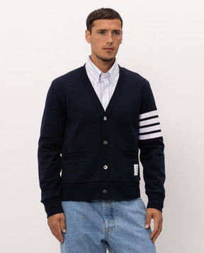 Thom Browne Blue cardigan with BOAT embroidery MJT582E00535