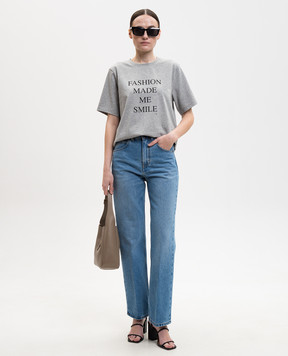 Victoria Beckham Grey melange printed T-shirt 1226JTS007458A