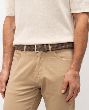 Kiton Khaki braided belt USC3601N01357