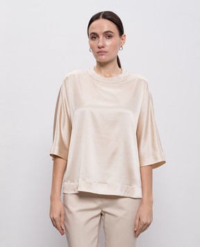 Peserico Beige silk blouse with chain A068712372E