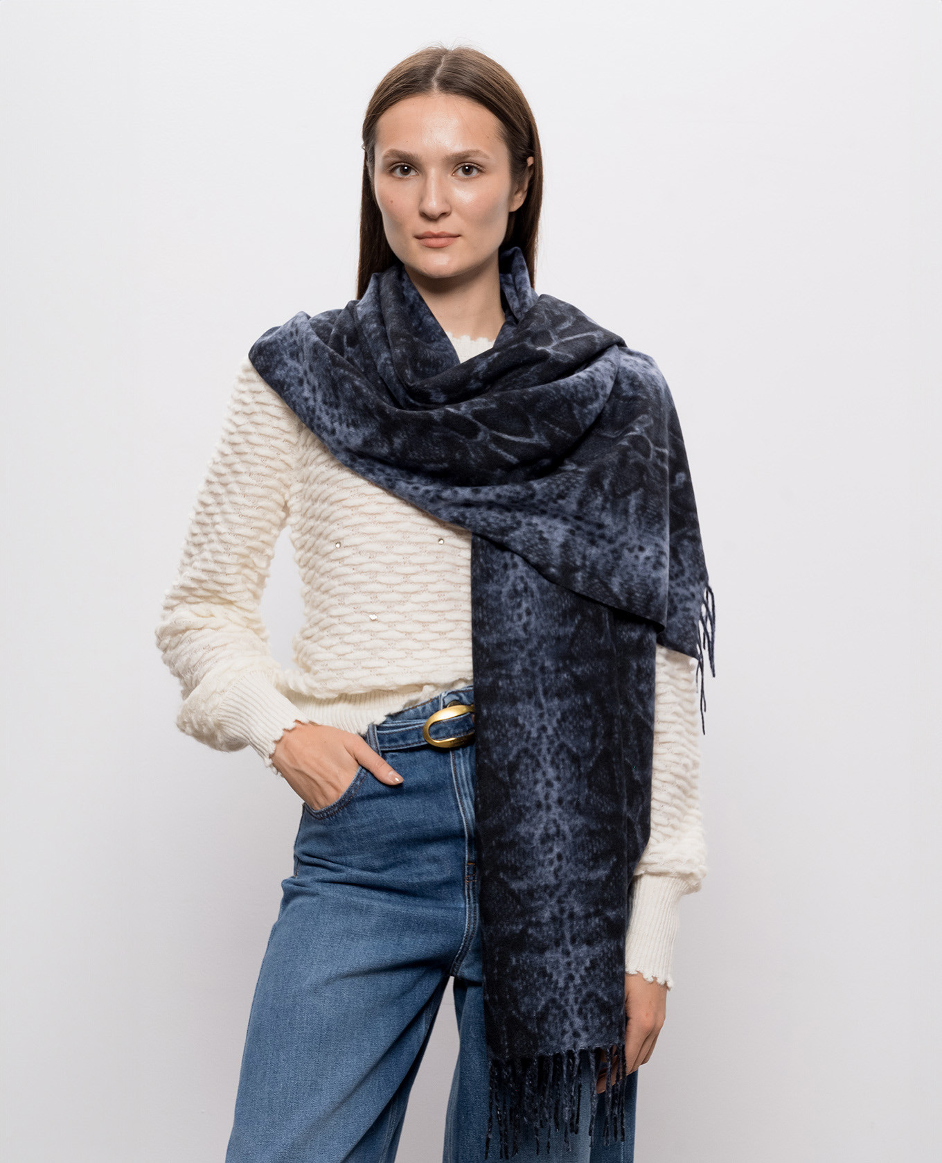 Blue scarf with print Twinset 2