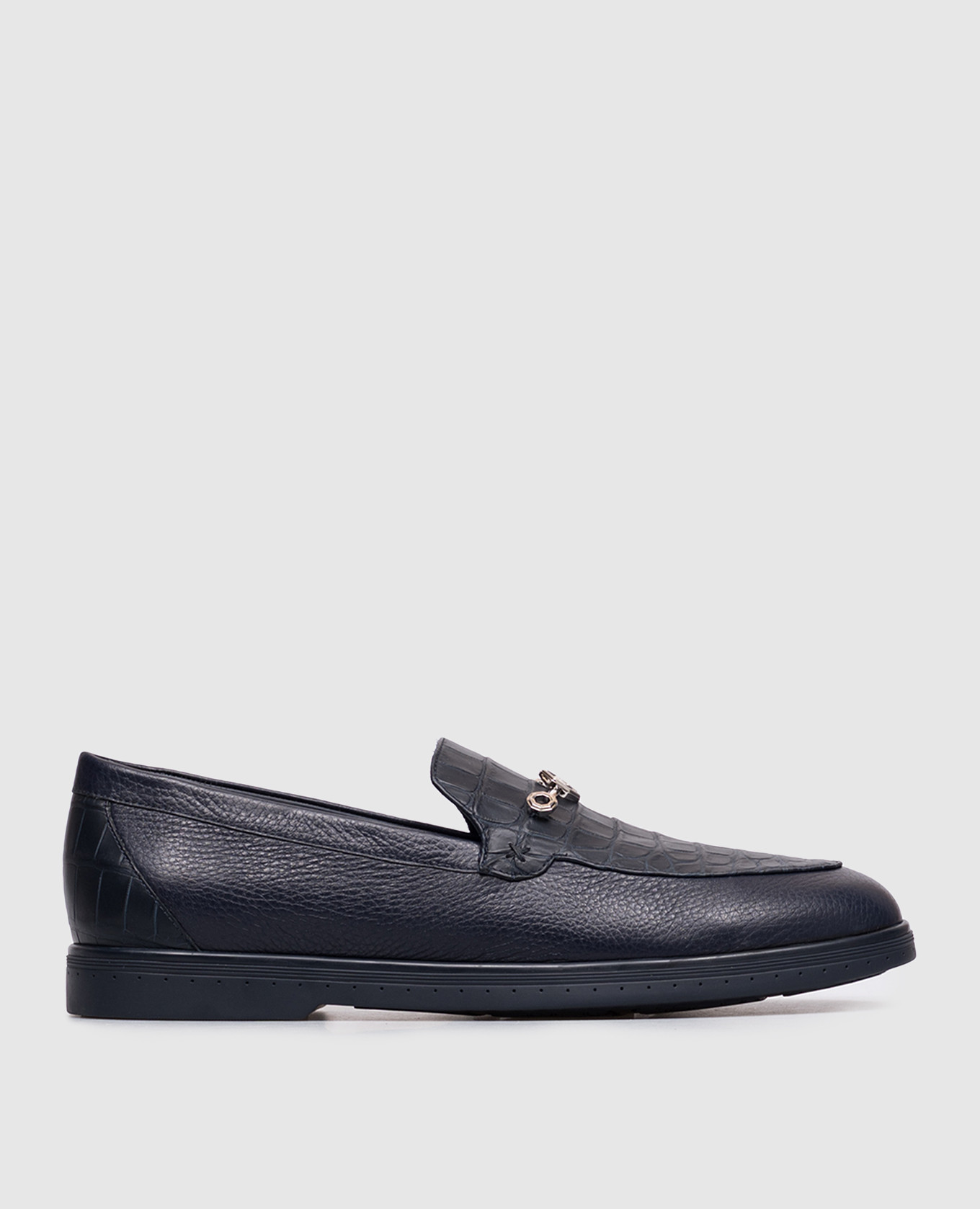 Blue crocodile leather loafers