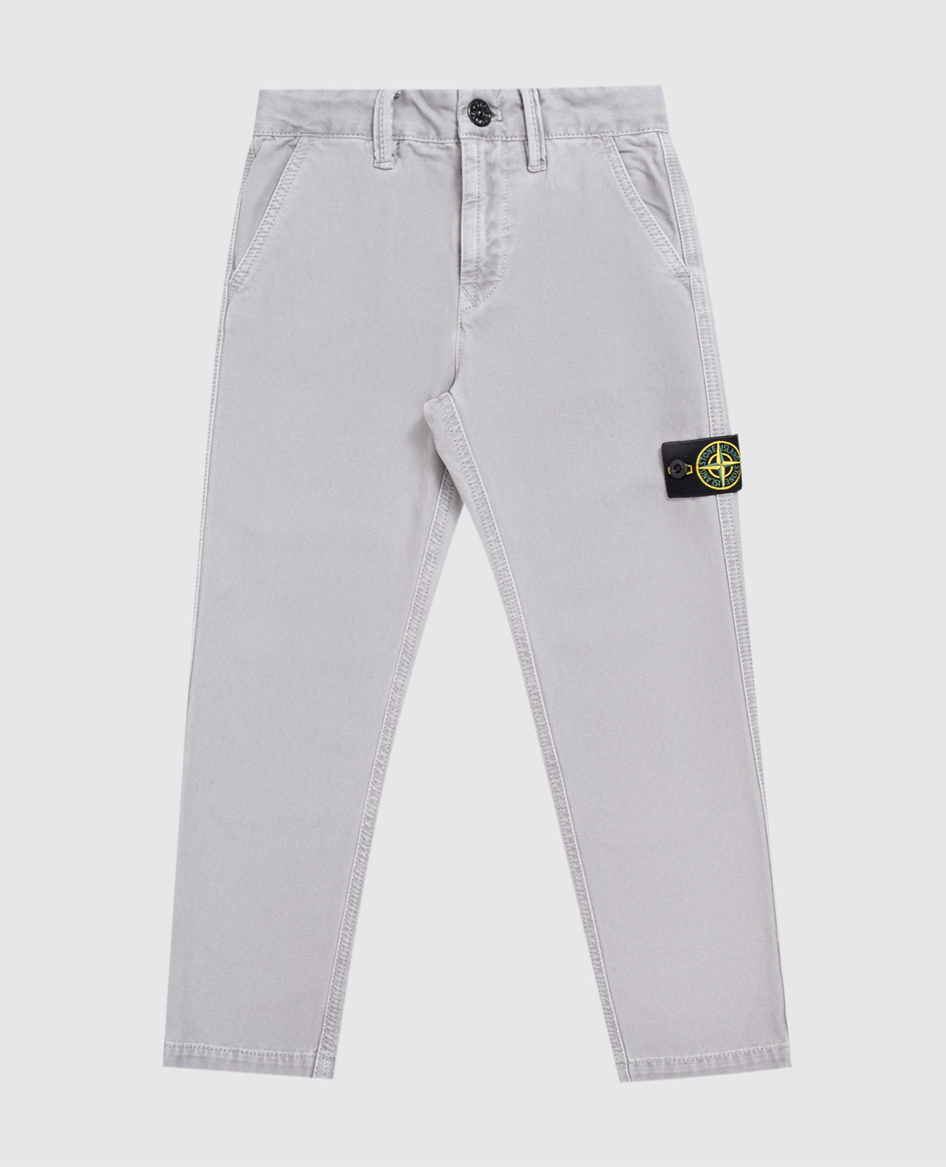 Children's gray pants with logo patch