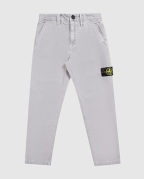 Stone Island Children's gray pants with logo patch L2S163100002S010414