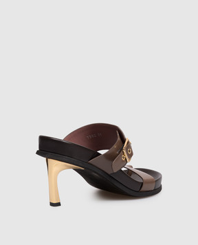 Premiata Venere brown glossy leather mules M7302VENERE
