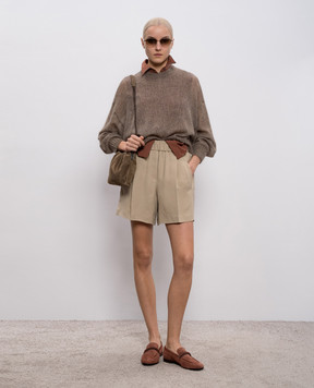 Brunello Cucinelli Brown wool jumper with monil chain M2I776830