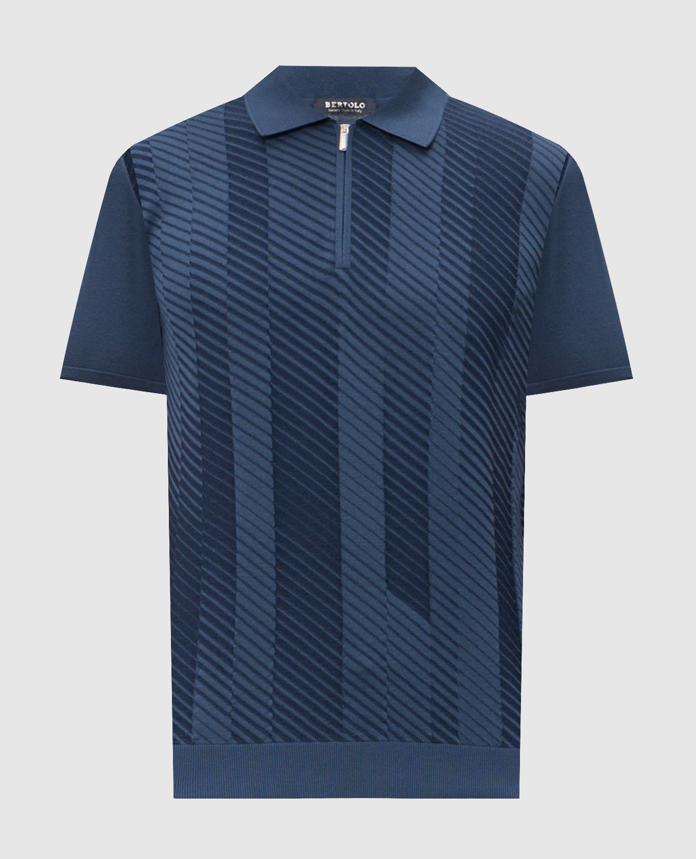 

Blue polo shirt with striped pattern Bertolo Cashmere