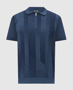 Bertolo Cashmere Blue polo shirt with striped pattern 902541002543