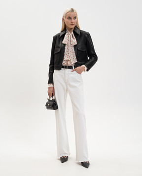 Babe Pay Pls Black leather jacket with turn-down collar 2424ИЗМAMAZON
