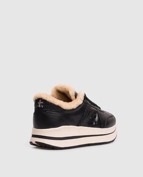 Premiata Bethcoin black leather sneakers with fur BETHCOIN8503M