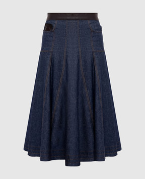 Max & Co Blue denim skirt with linen and logo patch MCOUFO
