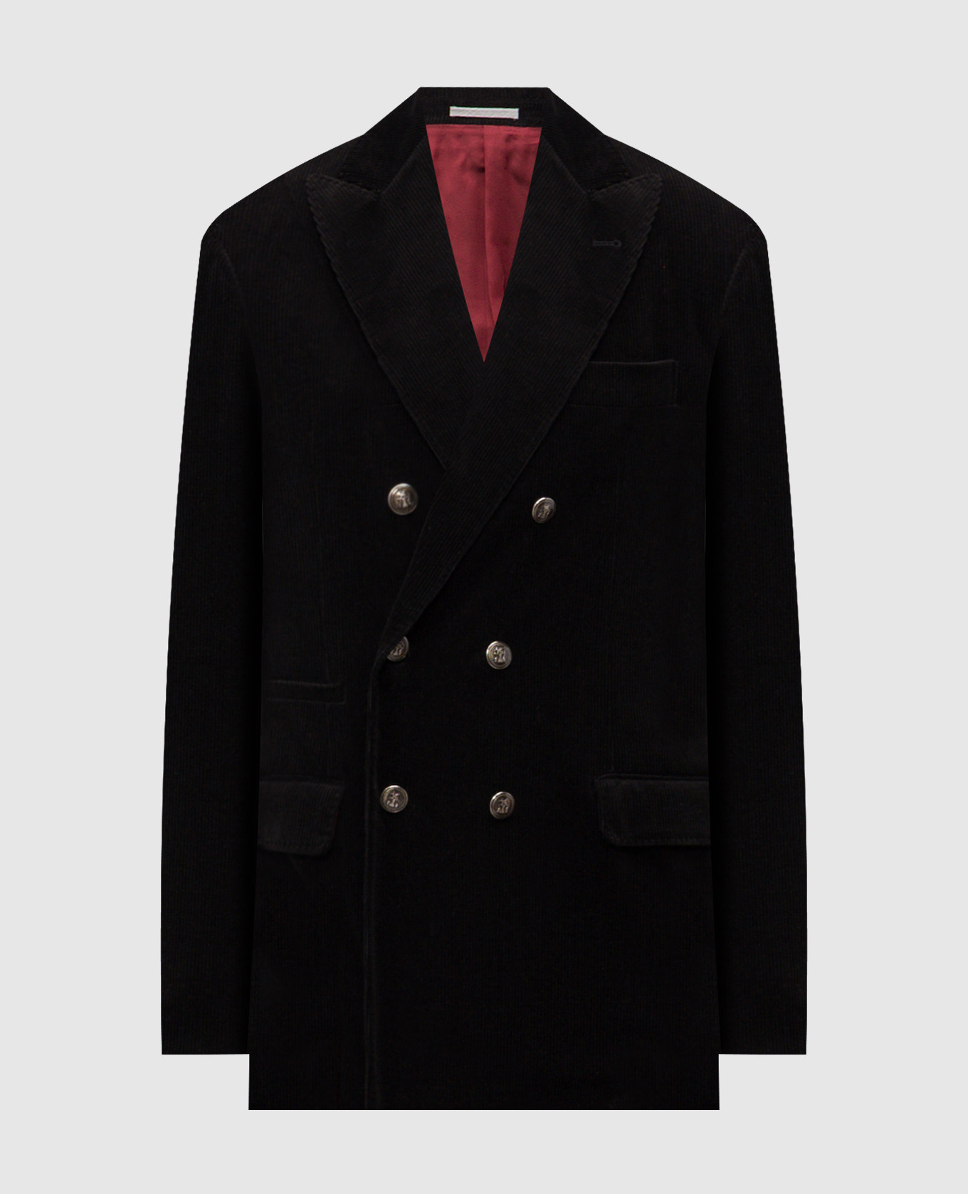Veste en velours côtelé noire à double boutonnage