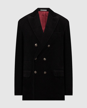 Brunello Cucinelli Black double-breasted corduroy jacket MY4997BPD2