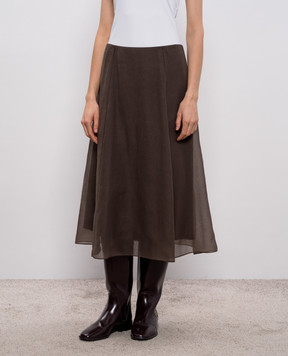 Brunello Cucinelli Brown silk skirt MF940G3877